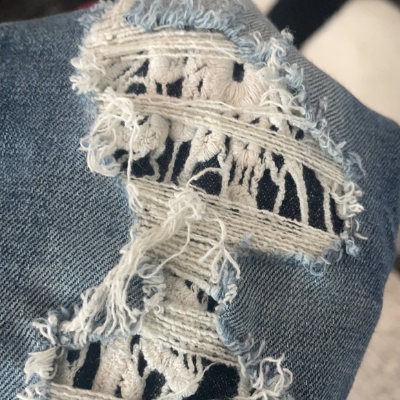 Silver jeans with lace and jean inside the tears - Picture 2 of 3